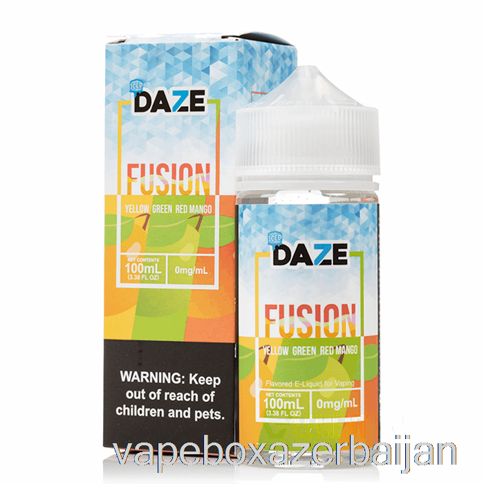 Vape Smoke ICED Yellow Green Red Mango - 7 Daze Fusion - 100mL 0mg